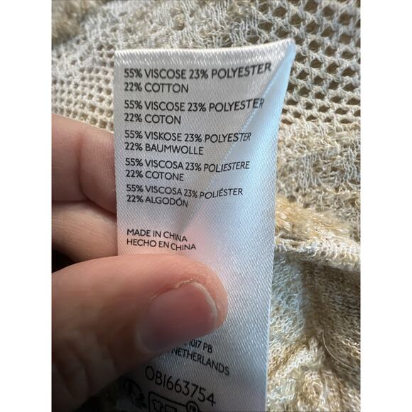 Anthropologie lace knitted adjustable cardigan beige women's XS Small Cropped - Picture 10 of 12